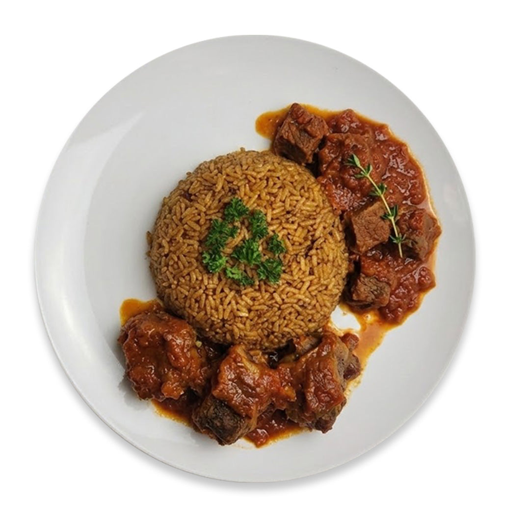 Beef Stew with Jollof Rice