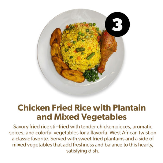 Chicken Fried Rice with Plantain and Mixed Vegetables